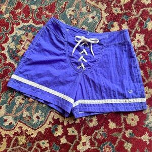 90s Ocean Pacific Nylon High Waist Lace Up Board Shorts